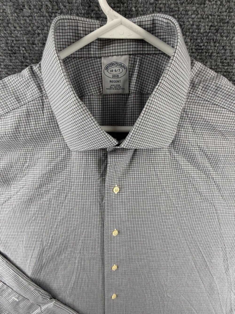 Brooks Brothers Brown Non-Iron Check Cotton 18 6/7 Regent Button Up Office Soft